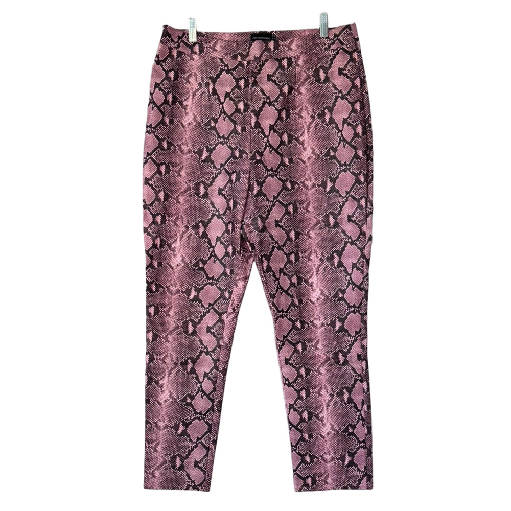 PrettyLittleThing Vegan Faux Snakeskin Python Pants in Black+Pink Size Medium